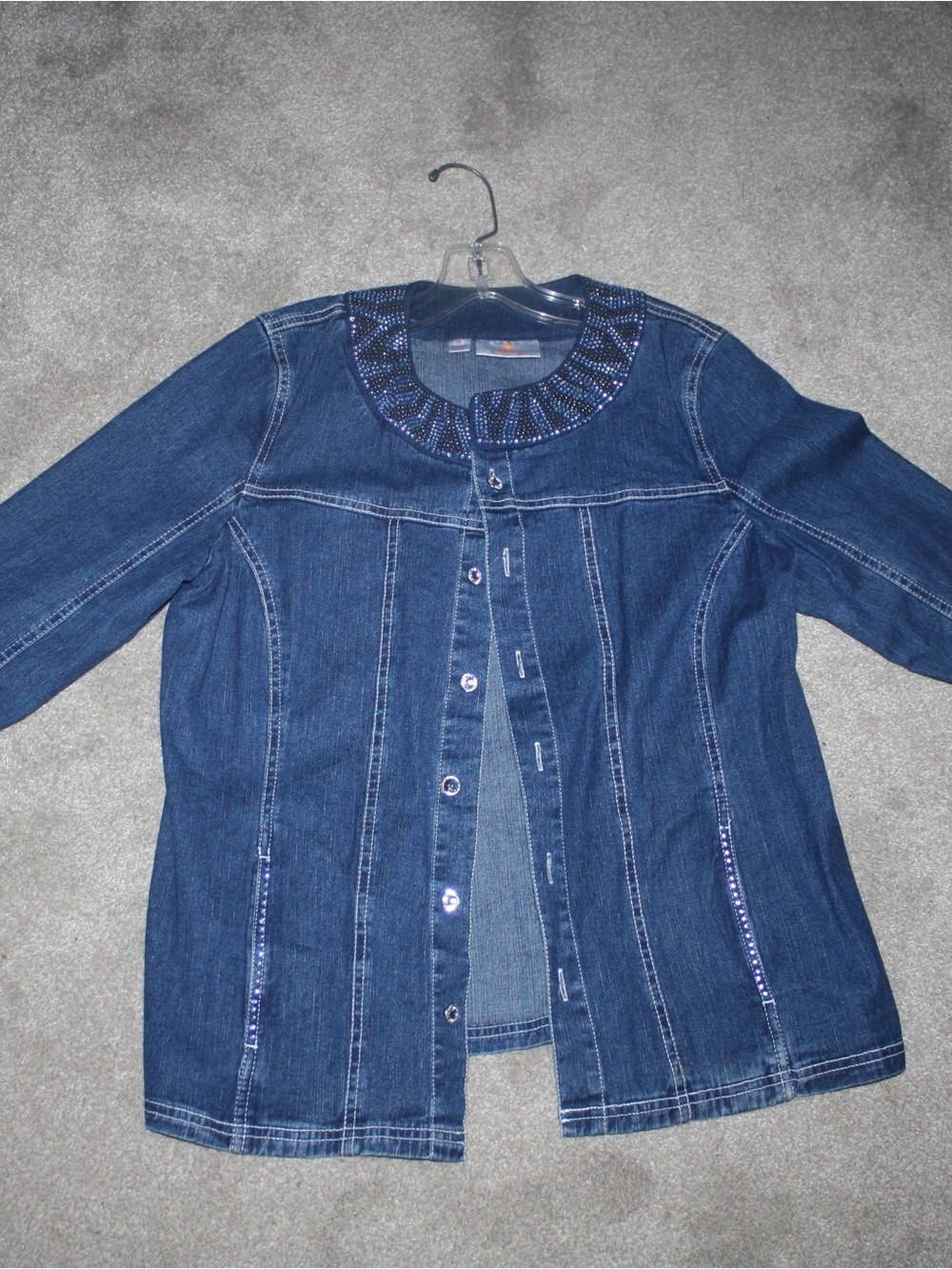 Quacker Factory Embellished Denim Jacket Size 8